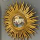 Large sunburst mirror, witch's eye shape, 50cm diameter, convex, vintage 1960s