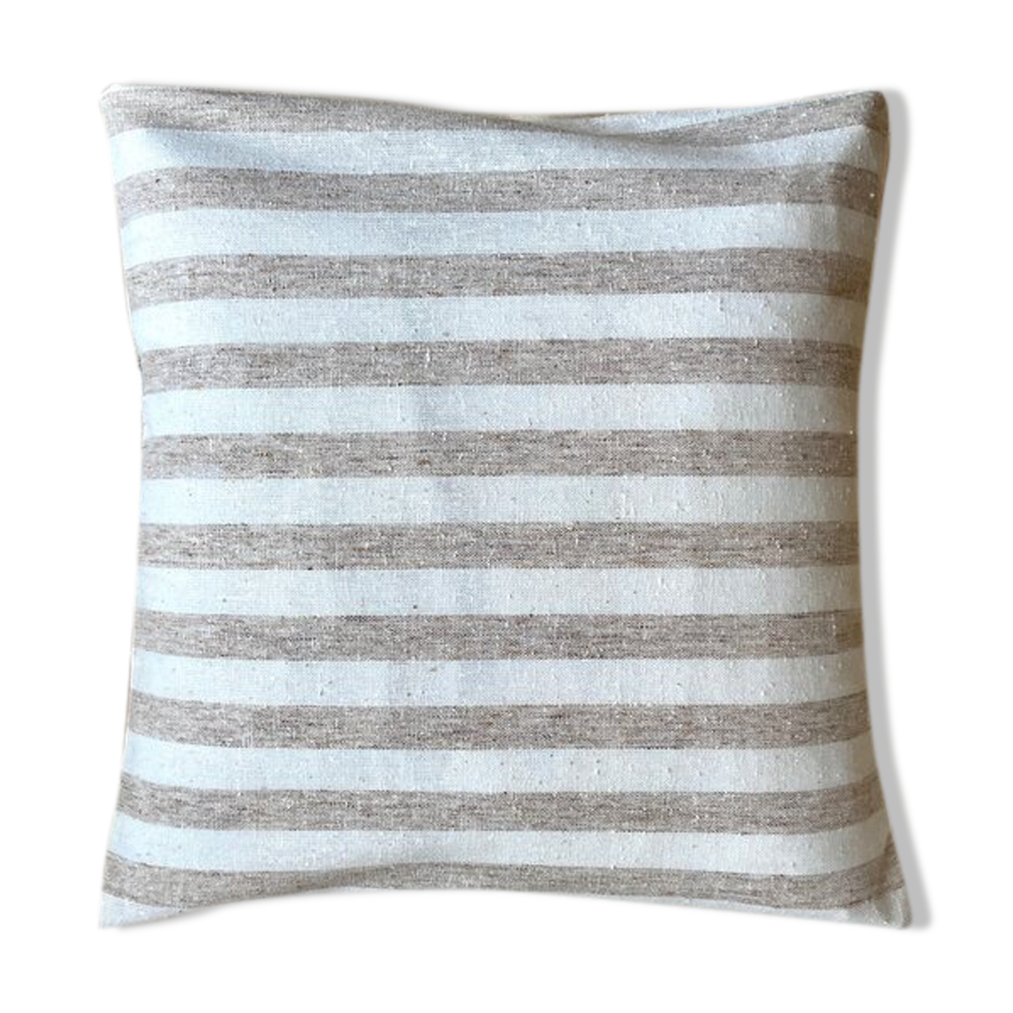Beige striped cotton cushion ☐ 40 cm