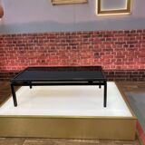 Table basse Pierre Vandel verre et aluminium noir circa 1970