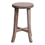 Tabouret ou table d'appoint en bois français primitif du milieu du siècle
