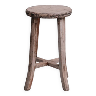 Tabouret ou table d'appoint en bois français primitif du milieu du siècle