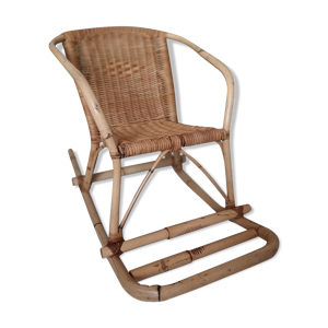 Fauteuil à bascule en rotin et