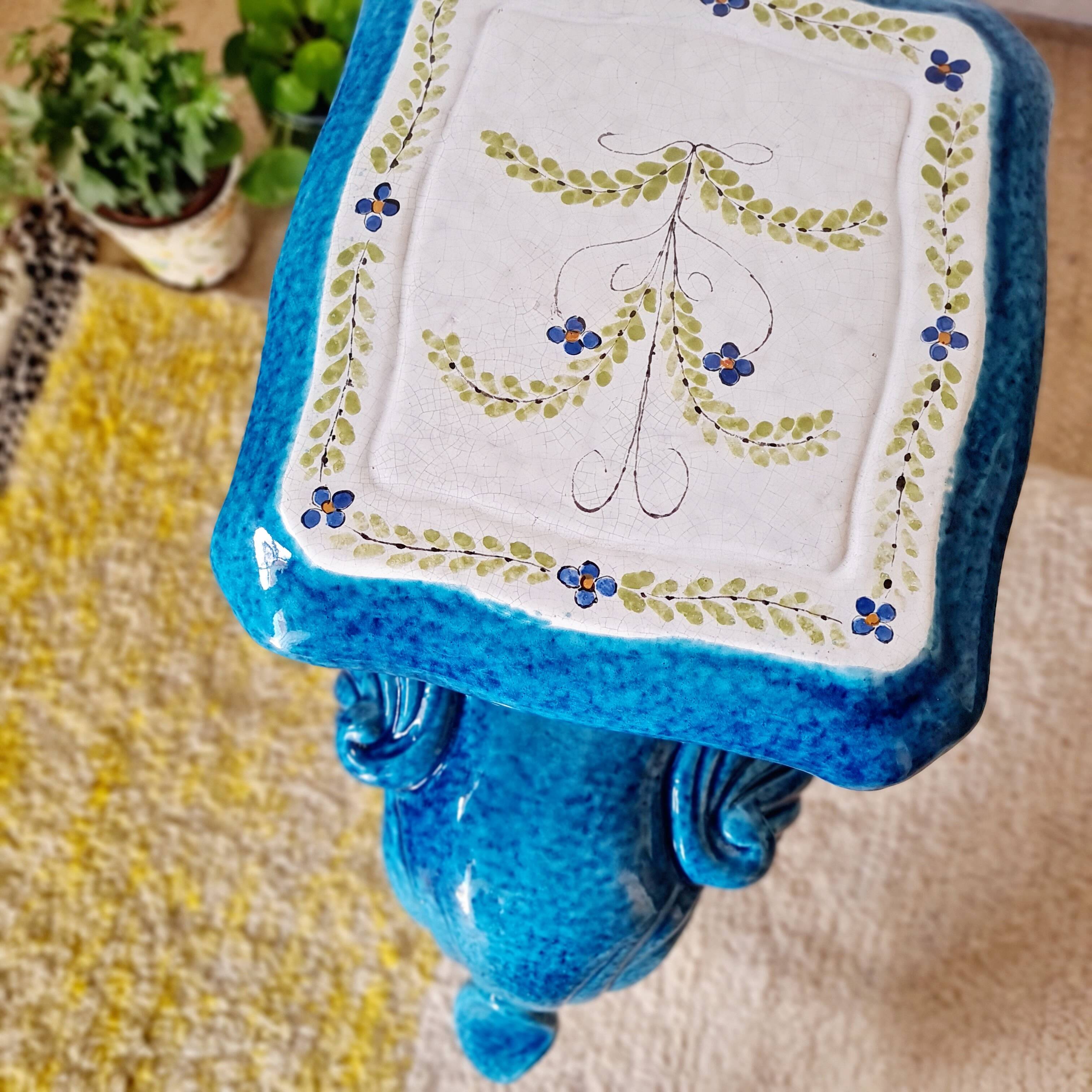 Elephant ceramic vintage plant stand side table