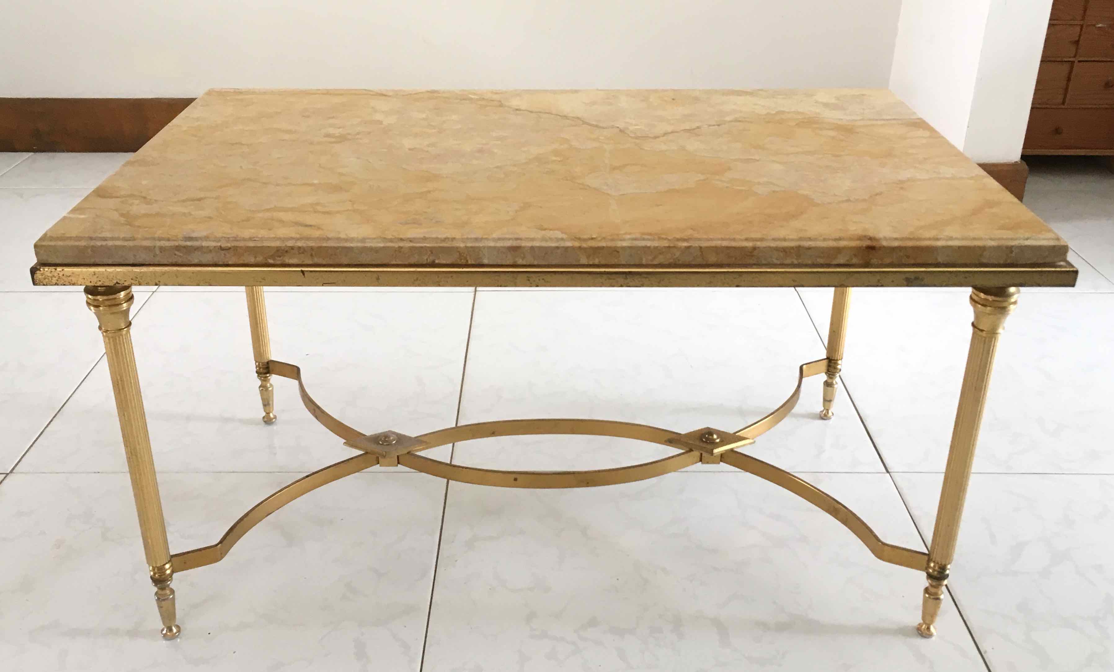 Marble and gilded metal coffee table