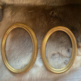 Set of 2 old oval gilded wood frames