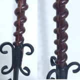 Floor candelabra in wrought iron and turned wood
