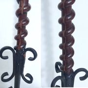 Floor candelabra in wrought iron and turned wood