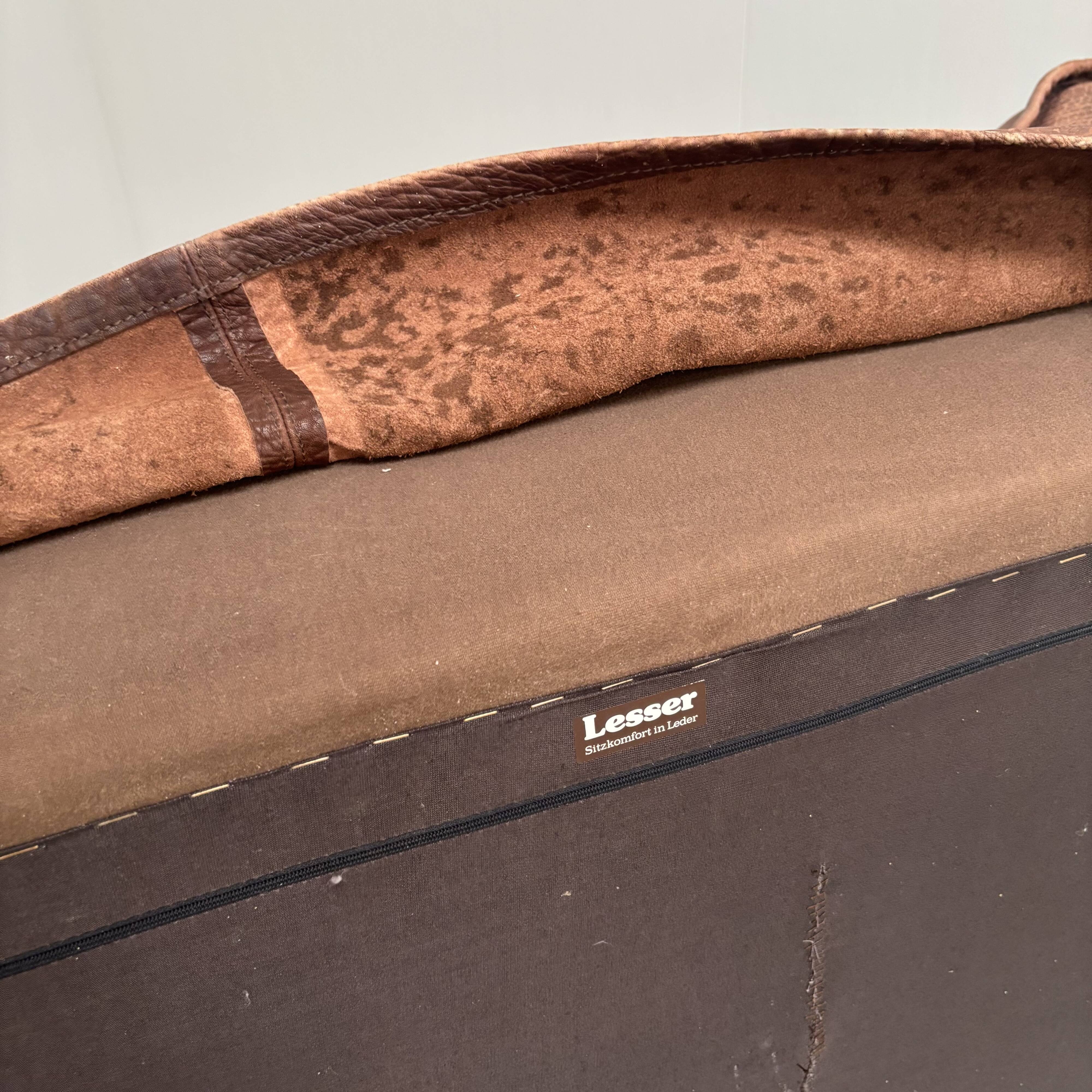 Vintage leather 2 seat sofa by Lesser, 1970s (1 of 2)