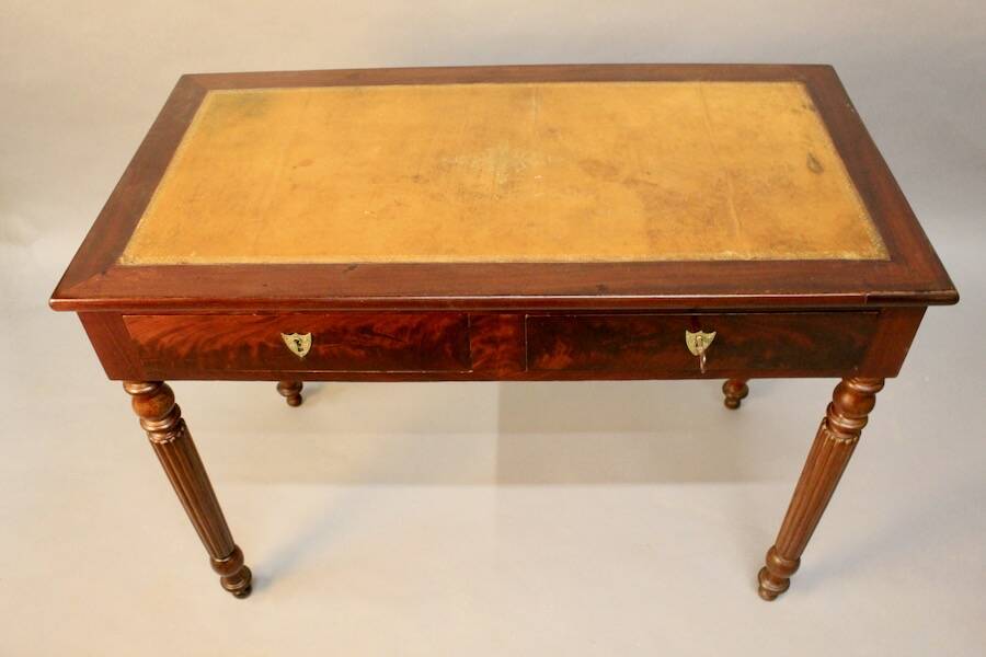 19th century mahogany desk with leather top