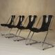 Ensemble de 4 chaises en cuir et chrome des années 1960