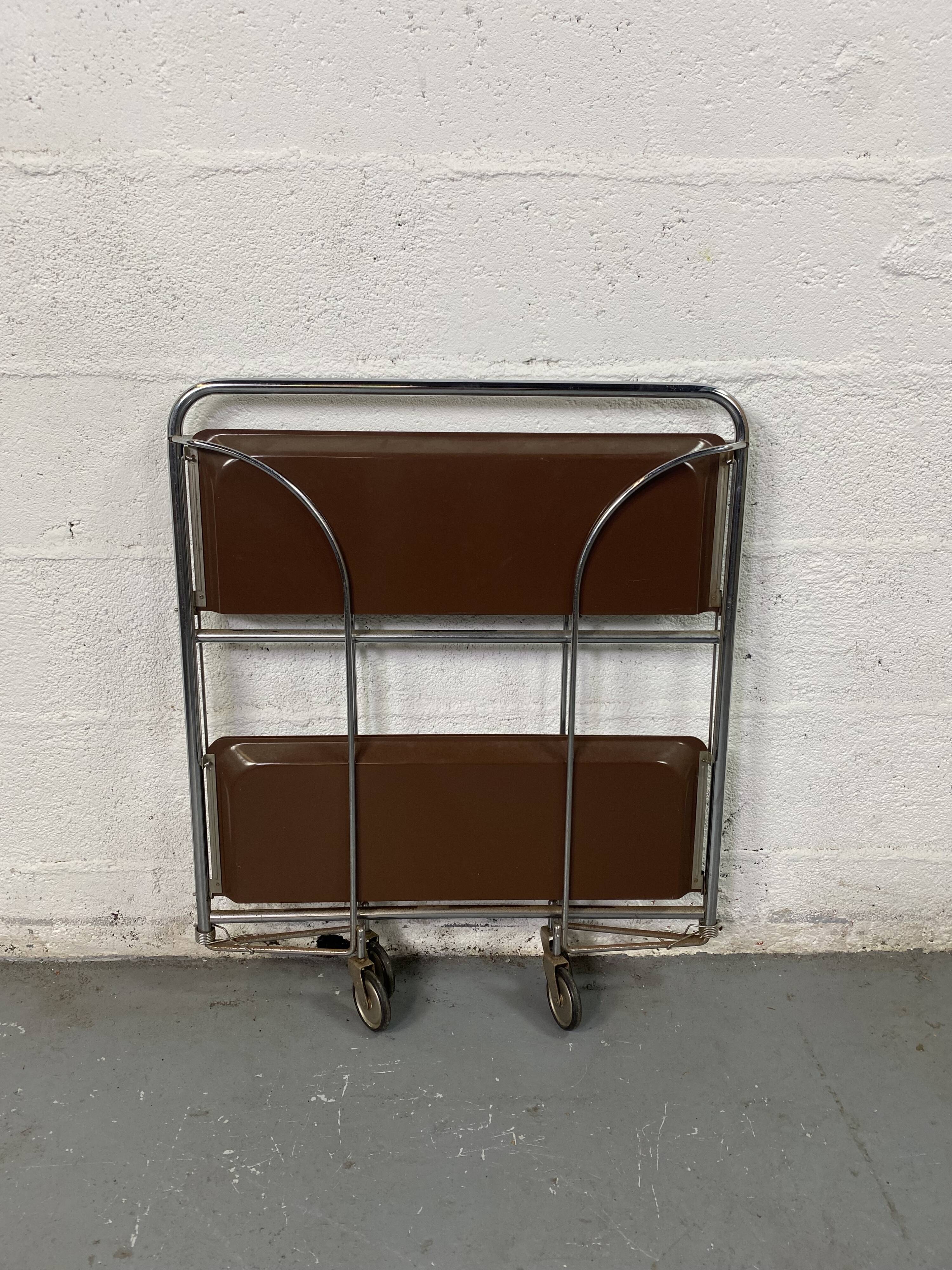 Chariot desserte pliable mid-century de Bremshey Solingen, 1950s