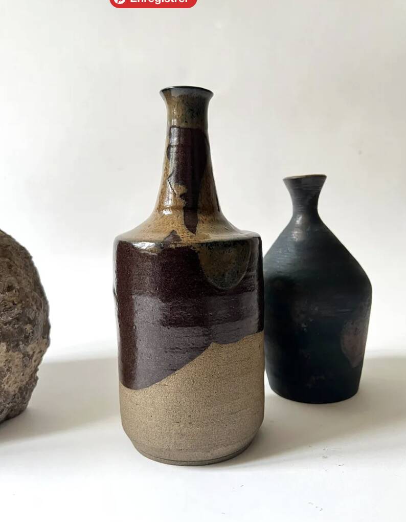 Céramique - Vase soliflore en grès émaillé, France vers 1970