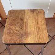 Leather in formica imitation wood and chrome feet / vintage 60s-70s