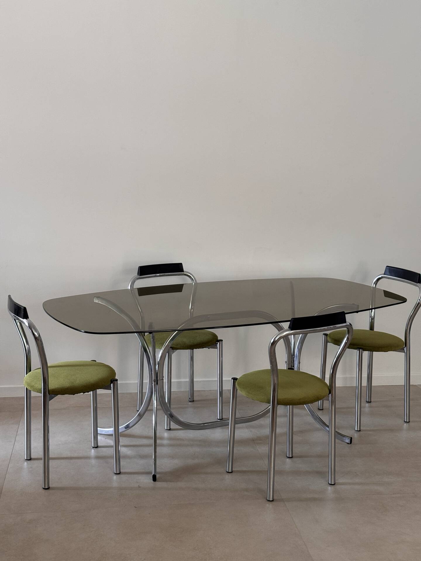 Table à manger verre fumé 1970