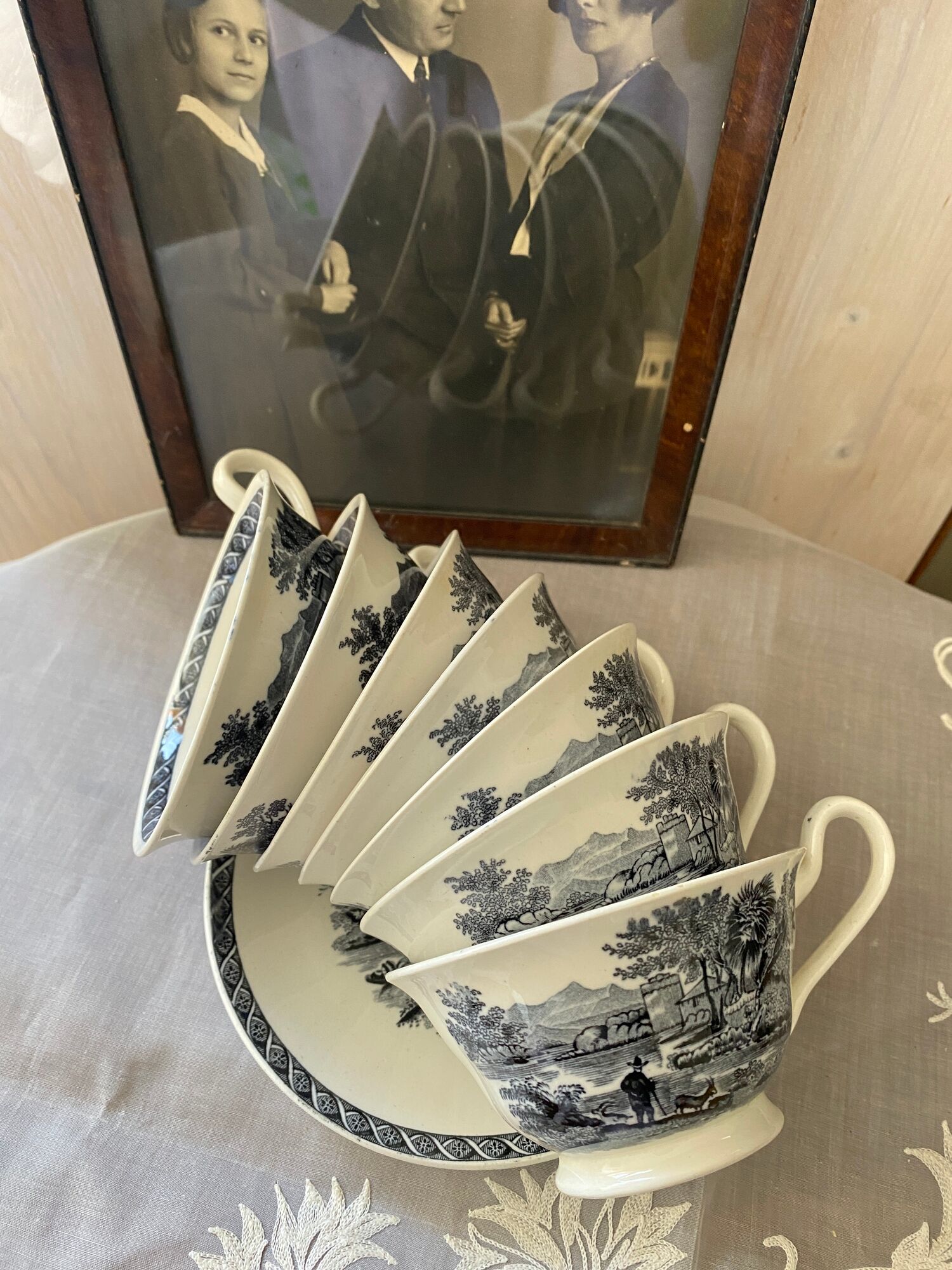 7 tea cups and 7 sub-cups in Wedgwood porcelain model "Lugano"
