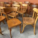 Lot of 20 mismatched Thonet Fischel restaurant bistro chairs in curved wood
