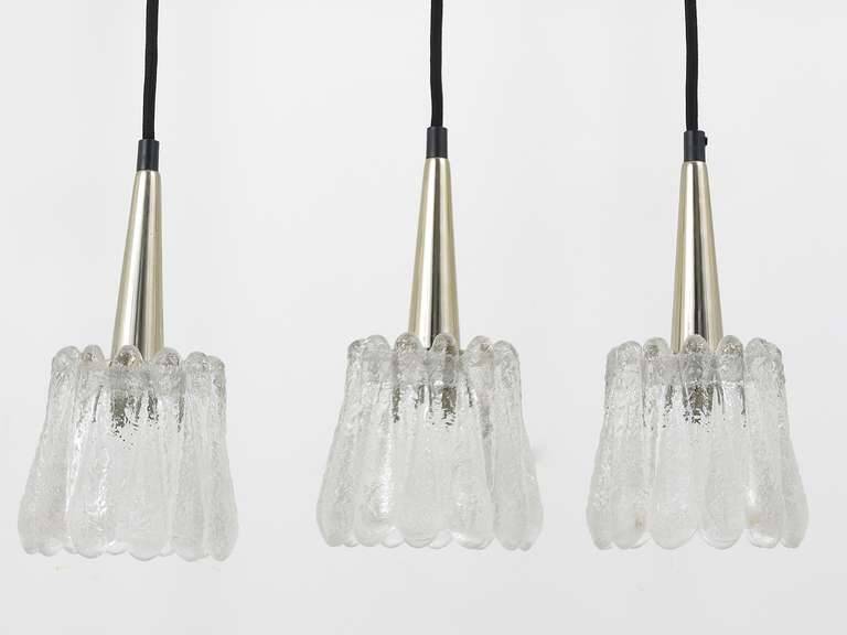 Set of three glass pendants by Carl Fagerlund for Orrefors, Sweden, 1960s.