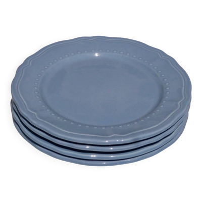 4 assiettes à dessert en céramique bleue
