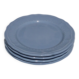 Set of 4 blue ceramic dessert plates.
