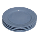 Set of 4 blue ceramic dessert plates.