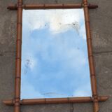 Old bamboo-style wooden mirror