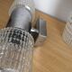 Pair of 70 years double wall light in chrome and glass
