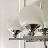 Space Age chandelier, Italian design, chrome and glass