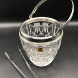 Crystal ice bucket and tongs