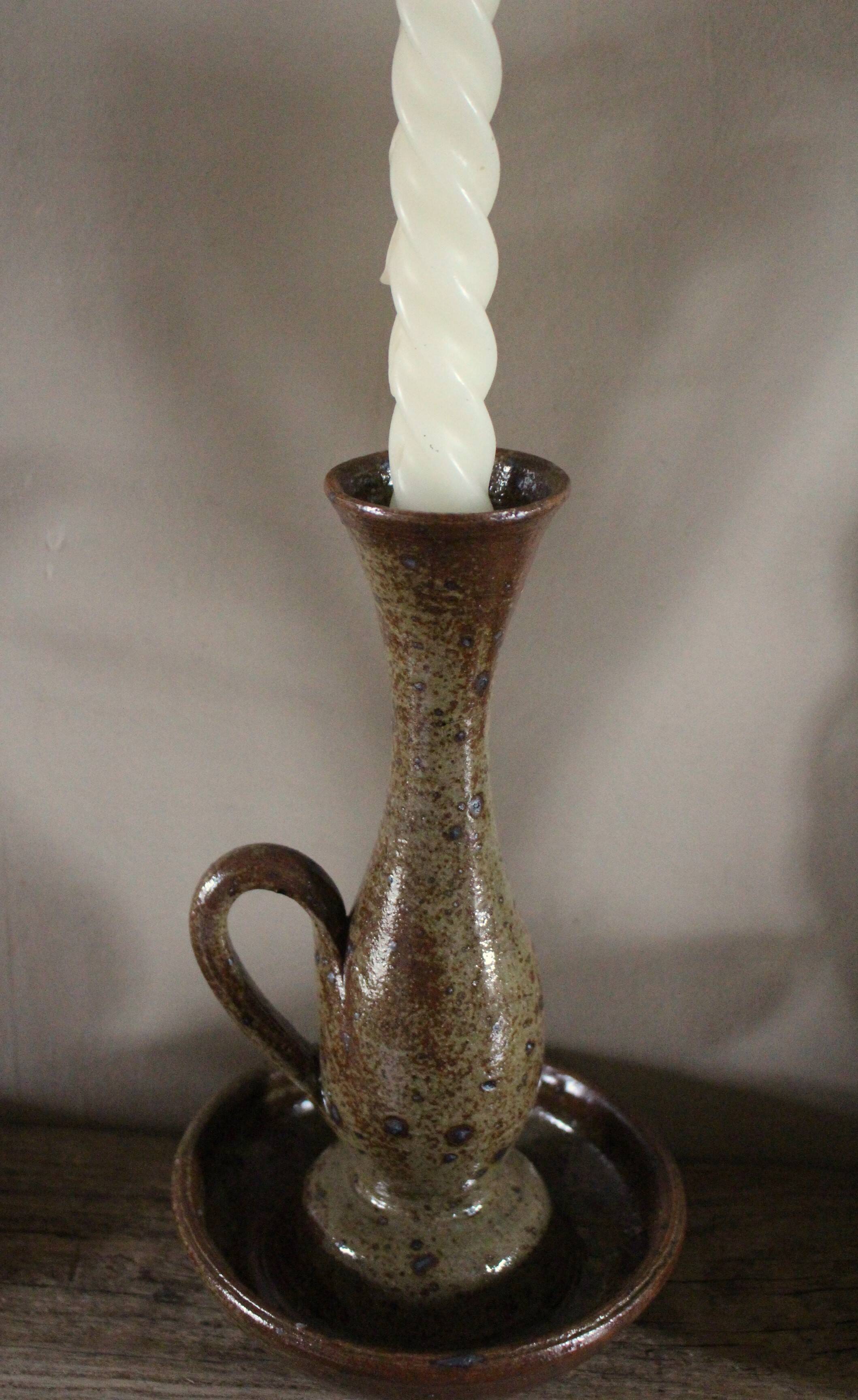 Vintage rat cave pyrite stone candlestick