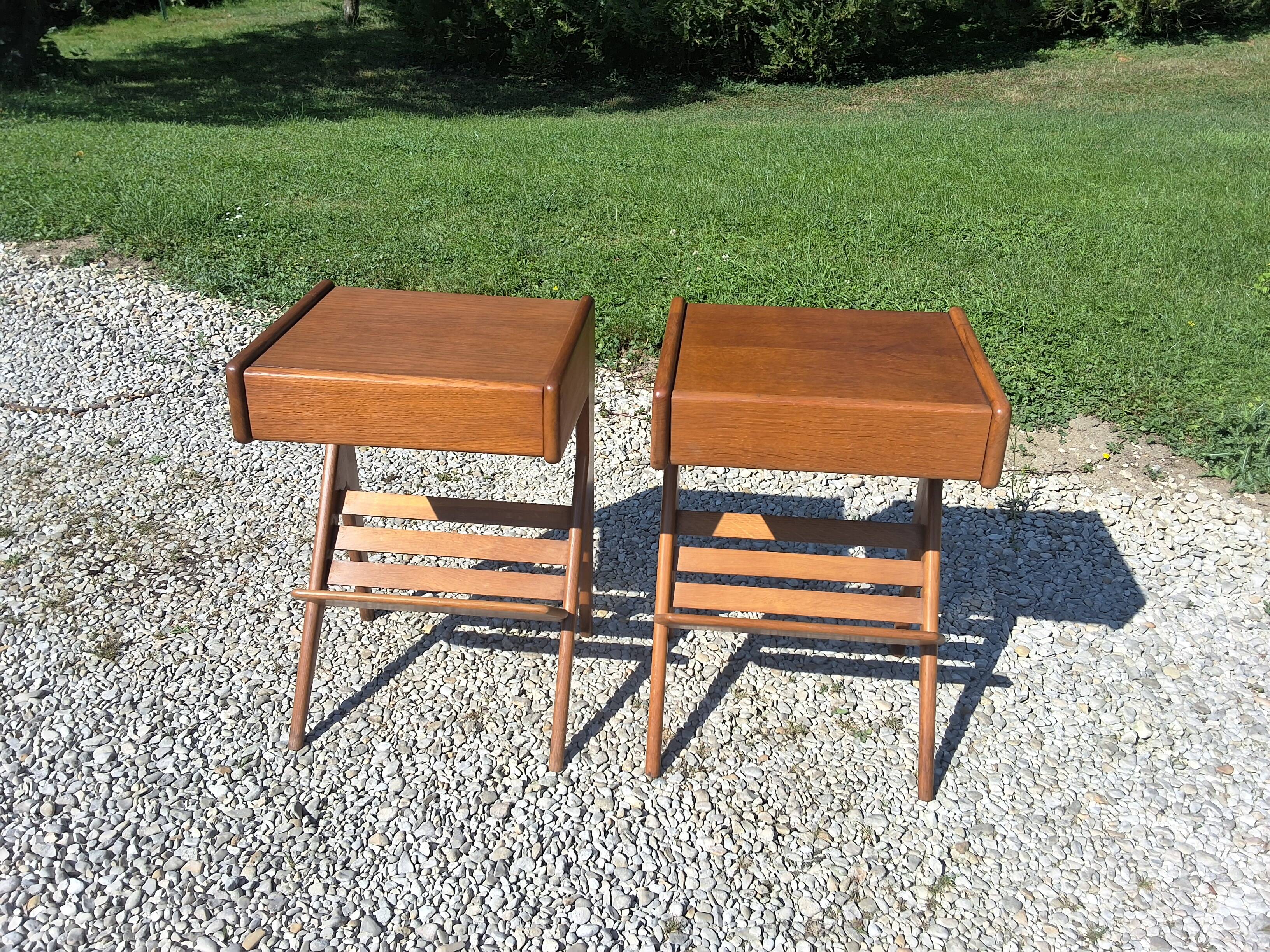 Compass leg bedside tables