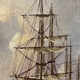 Alexandre Thomas Francia, oil on canvas with marine theme and sailboats