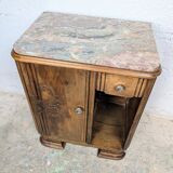 Art Deco bedside table in wood and marble