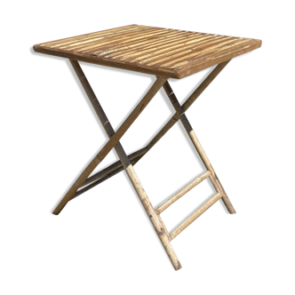 Table bistrot pliable en bambou des années 1990
