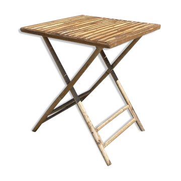 Table bistrot pliable en bambou des années 1990