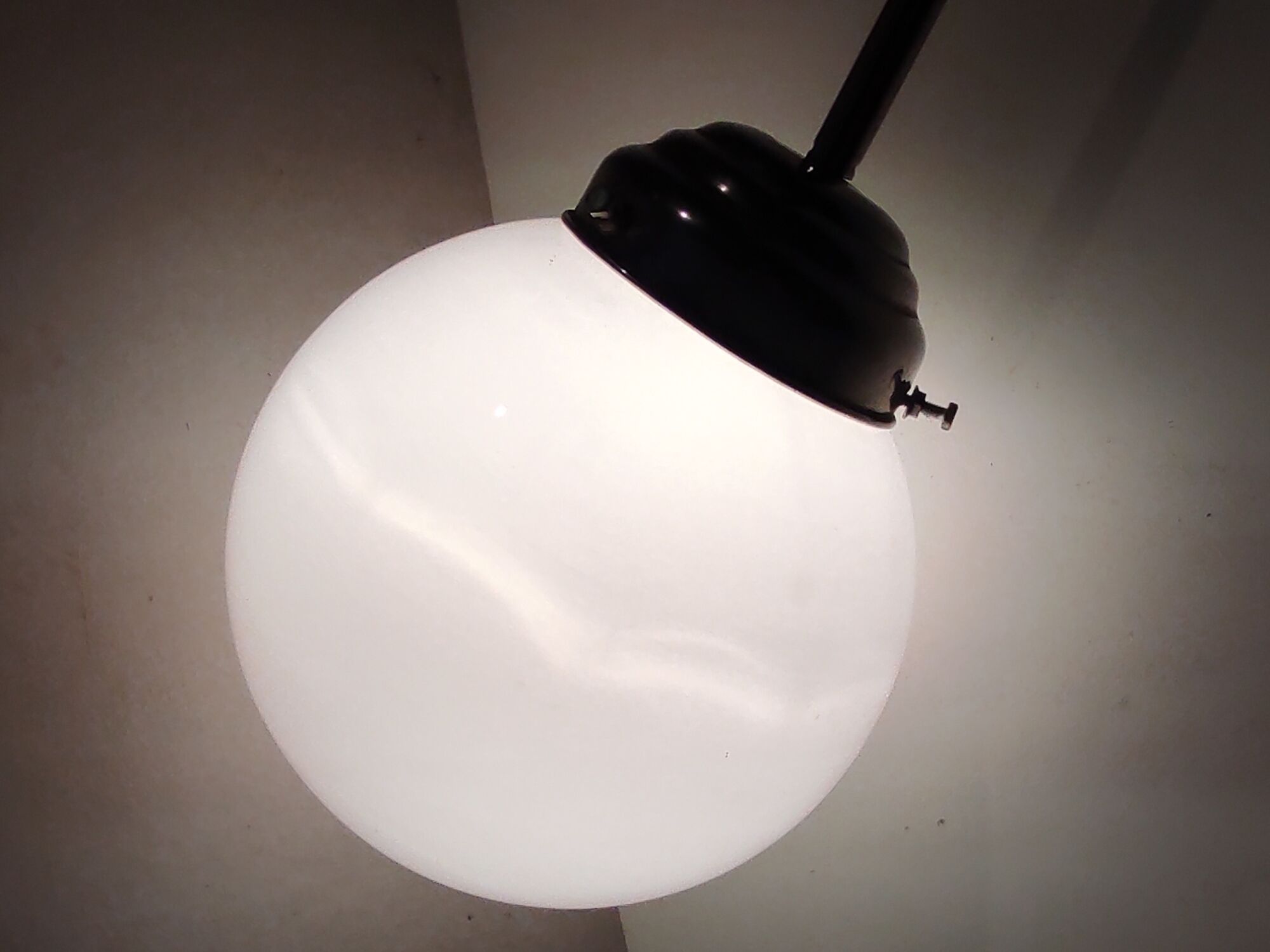 Art deco ball opaline white type brewery lamp