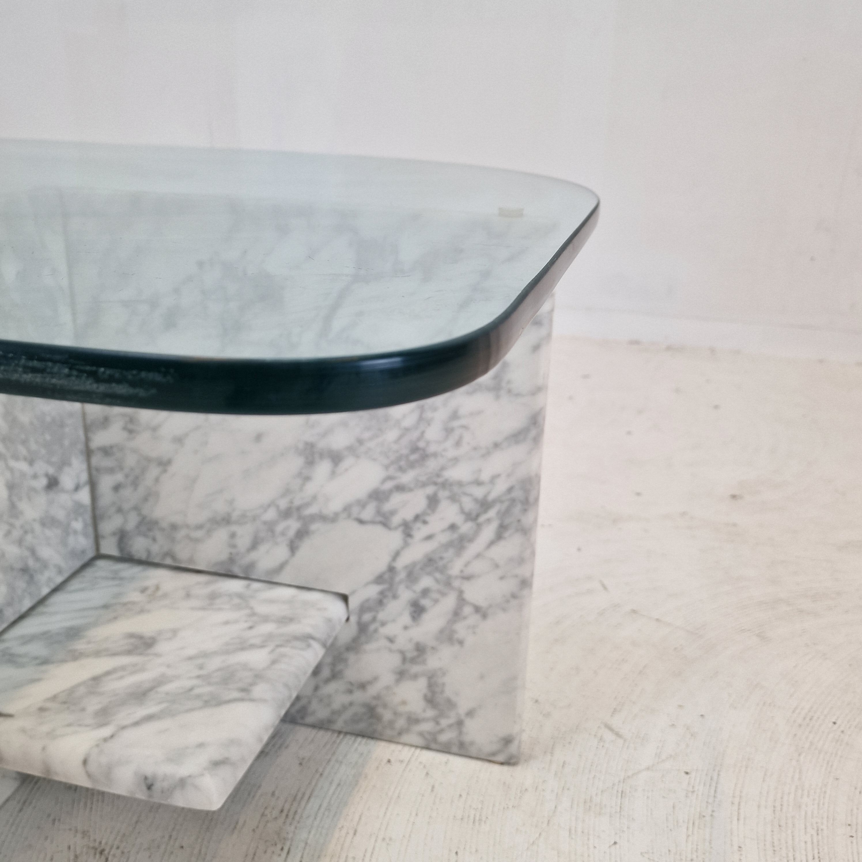 Italian Marble and Glass Coffee Table, 1980's