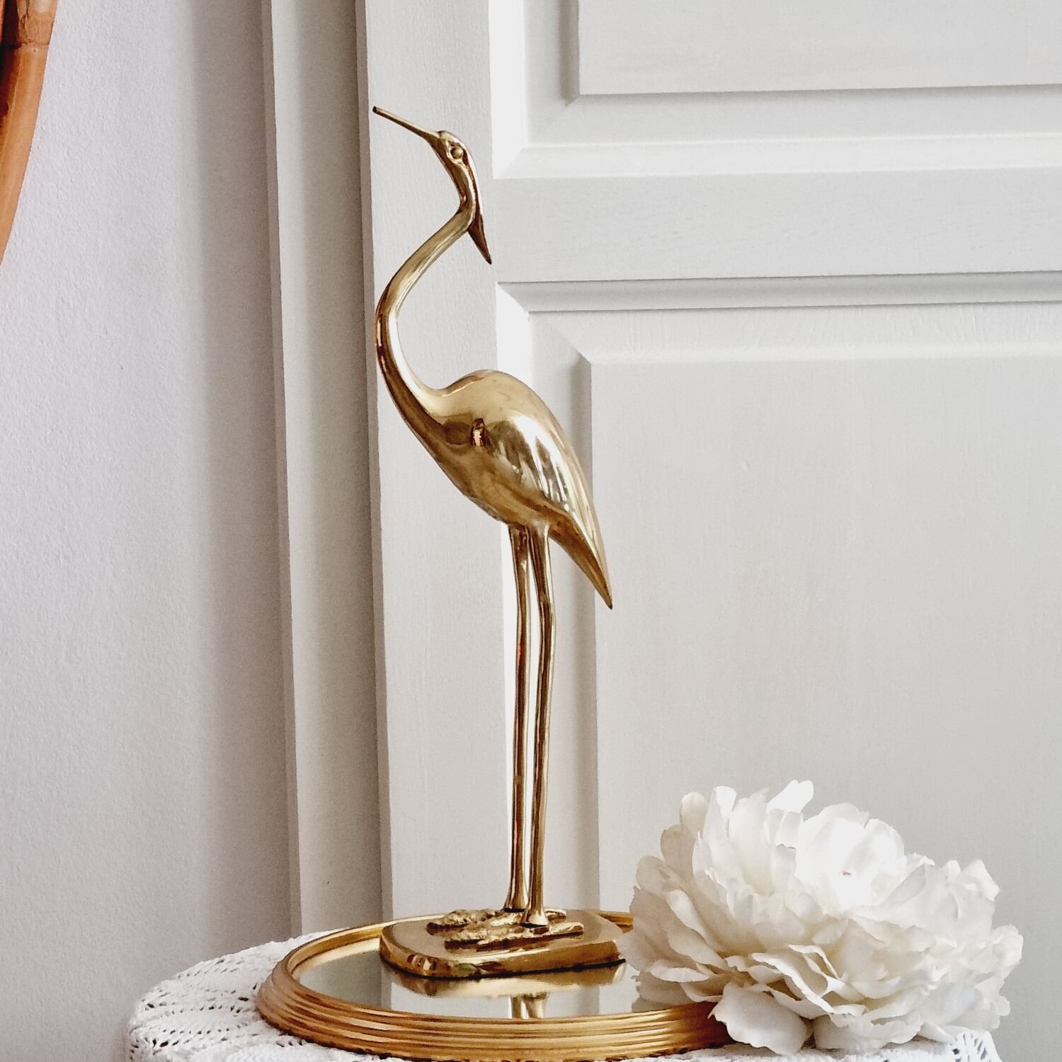 Ibis heron gilded brass