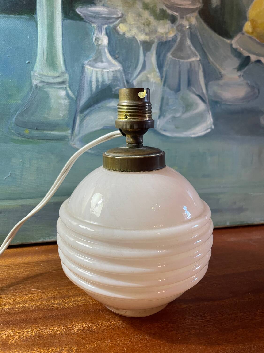 Art Deco lamp pink glass