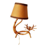 Lampe chat en rotin 1960