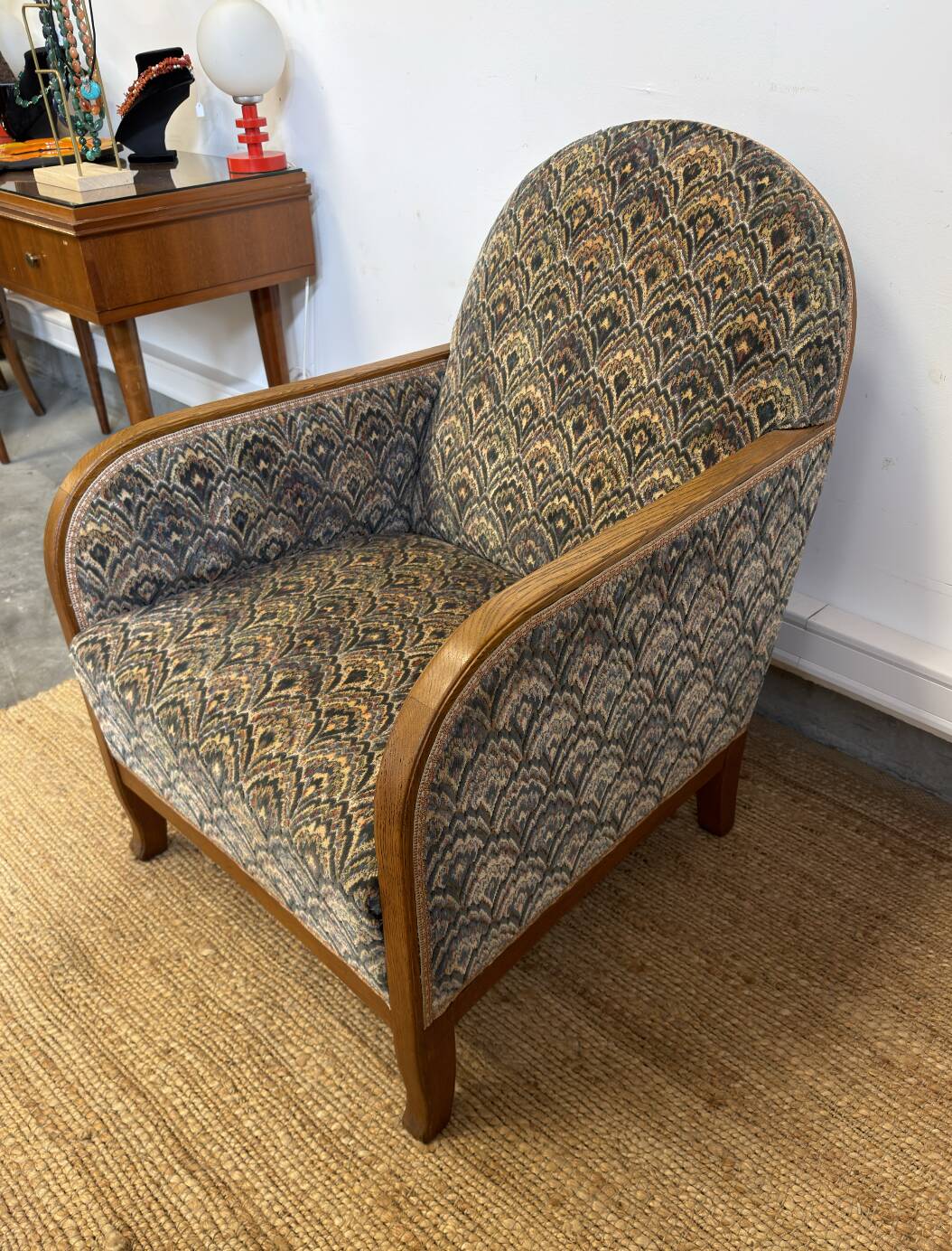 Vintage Art Deco club chair in curved wood