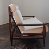 Reupholstered Mid Century High Back Sofa