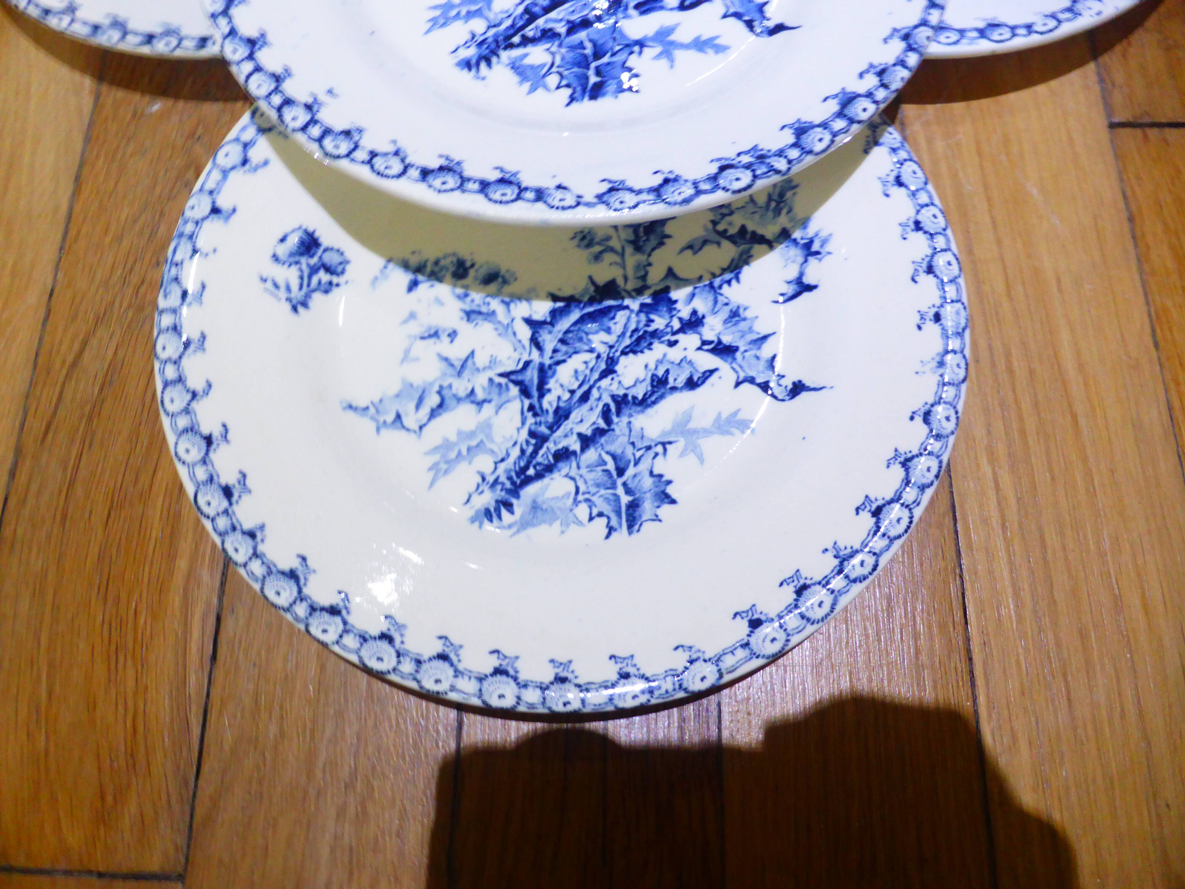 4 assiettes à dessert Gien Chardons (5)