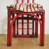Red bamboo table by Arturo Pozzoli, 1980s, set of 7
