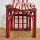 Red bamboo table by Arturo Pozzoli, 1980s, set of 7