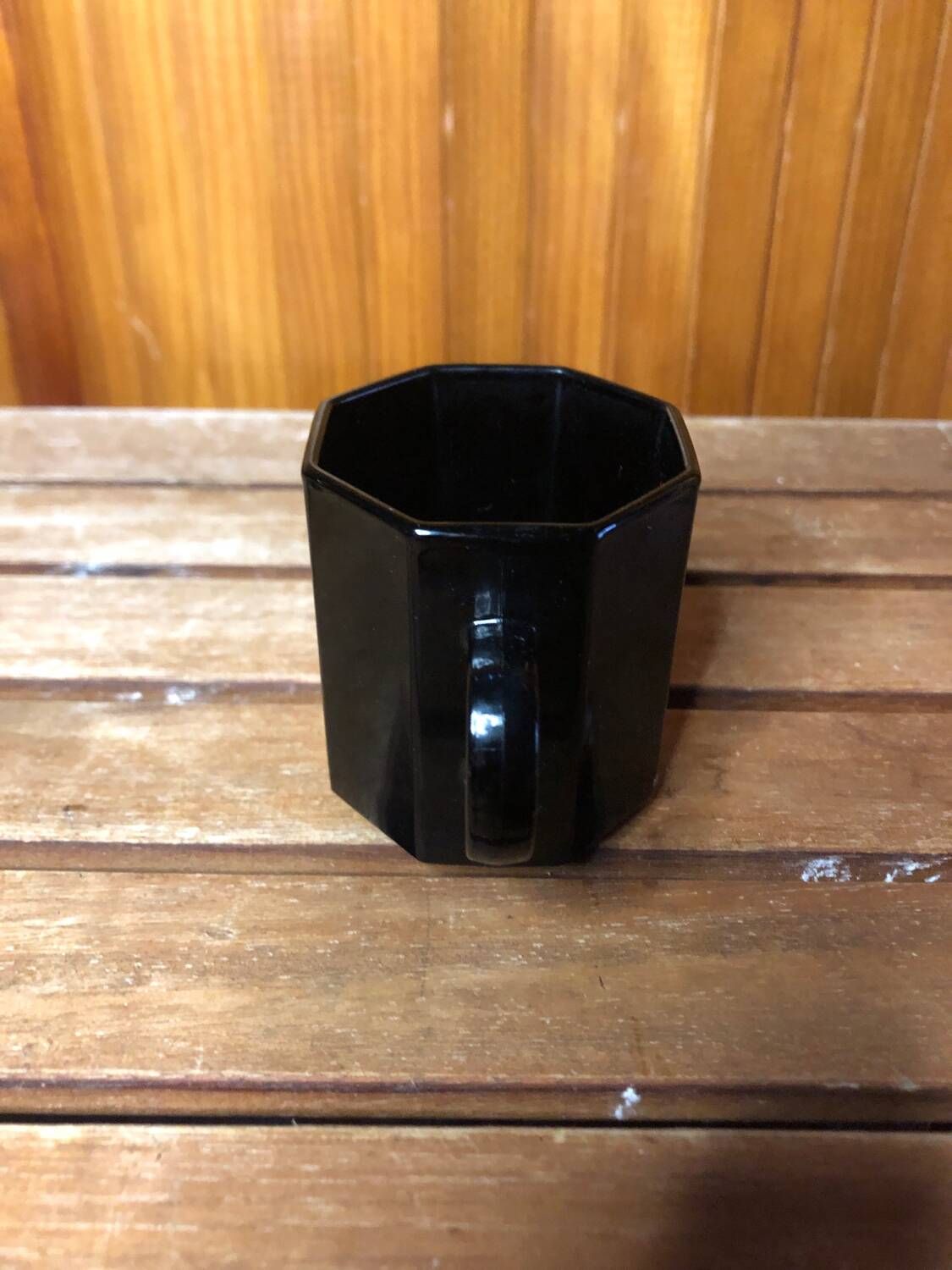 Series Of 8 ESSO Cups Black Ceramic Collection France Vintage