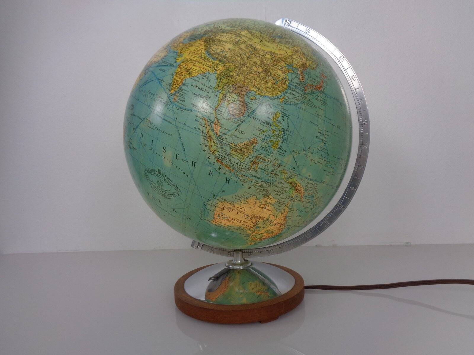 Vintage Illuminated Duo Glass Globe by Paul Oestergaard for Columbus, Germany, 1950s