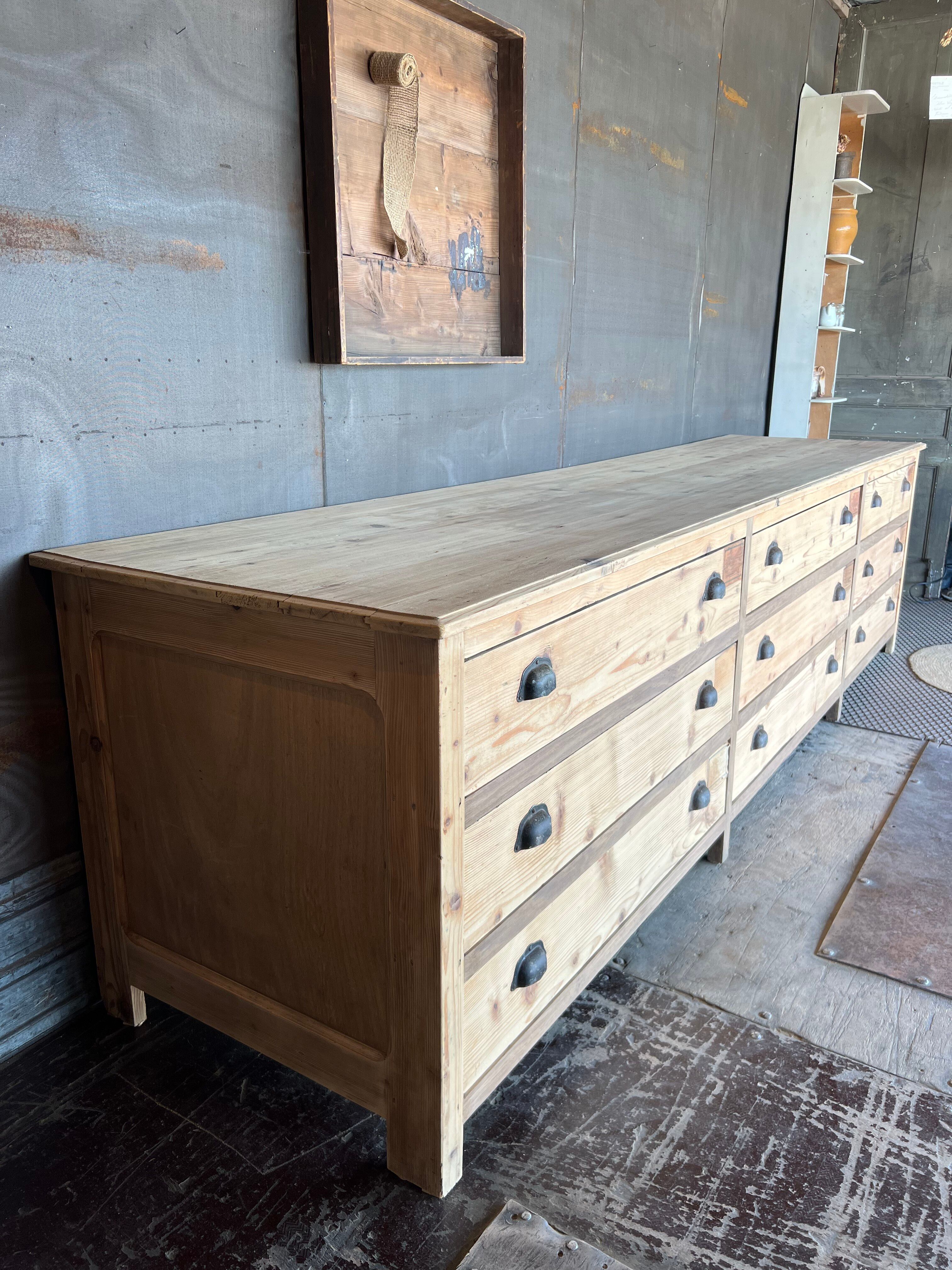 Old draper's furniture, raw wood