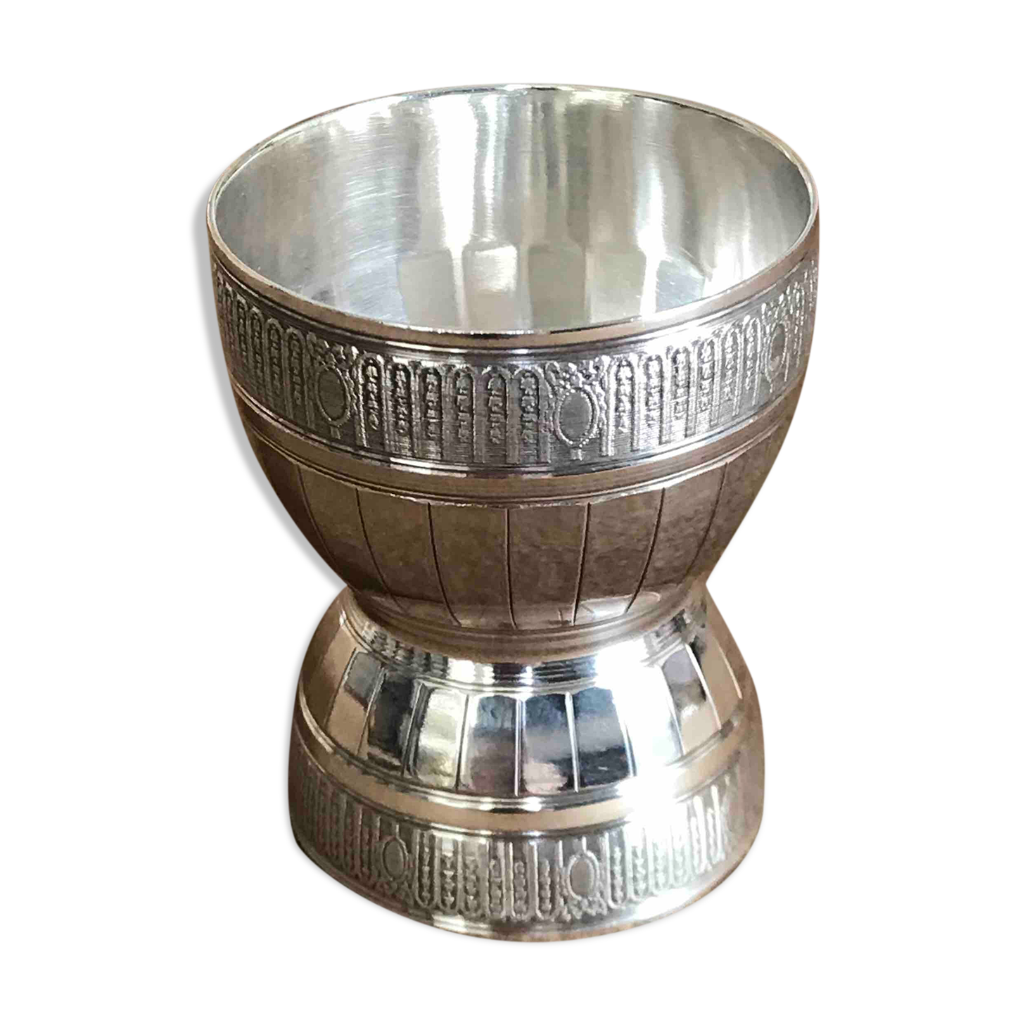 Coquetier diabolo Ercuis en métal argenté