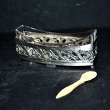 Empire salt shaker in silver metal ALPACA Saleron Napoléon III shuttle laurel frieze