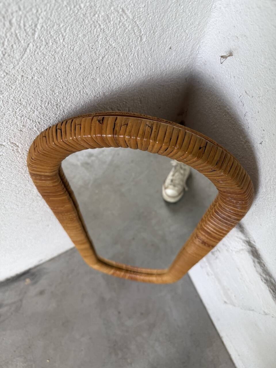 Miroir osier tressé Italie années 60 ovale